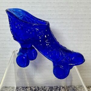 Cobalt Blue Vintage Glass Roller Skate Shoe